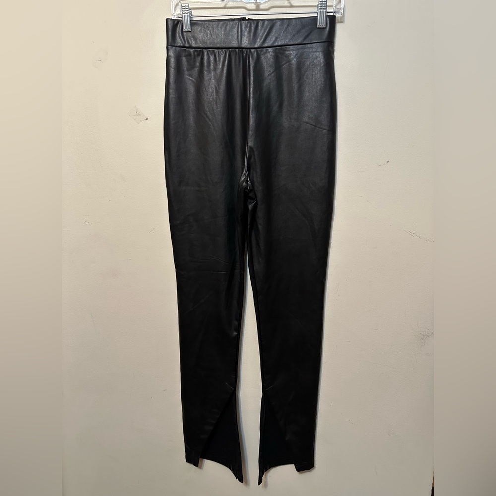 Avec Les Filles Anthropologie NWT Faux Vegan Leather Slit Leggings‎ Black Small